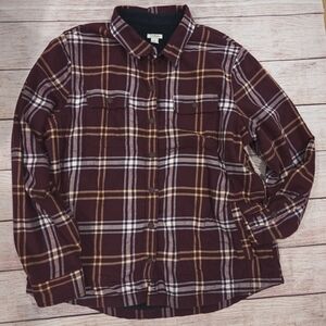 L.L. Bean Burgundy and Tan Flannel Shirt